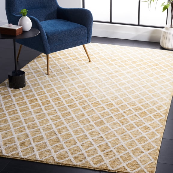 Safavieh Easy Care Thaddeus Cross Polyester Machine Washable Area Rug, Gold/Ivory, 5' x 8'