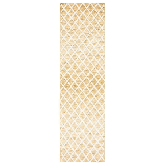 SAFAVIEH Easy Care Thaddeus Cross Runner Rug, 2'3" x 6', Gold/Ivory
