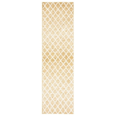 SAFAVIEH Easy Care Thaddeus Cross Runner Rug, 2'3" x 8', Gold/Ivory