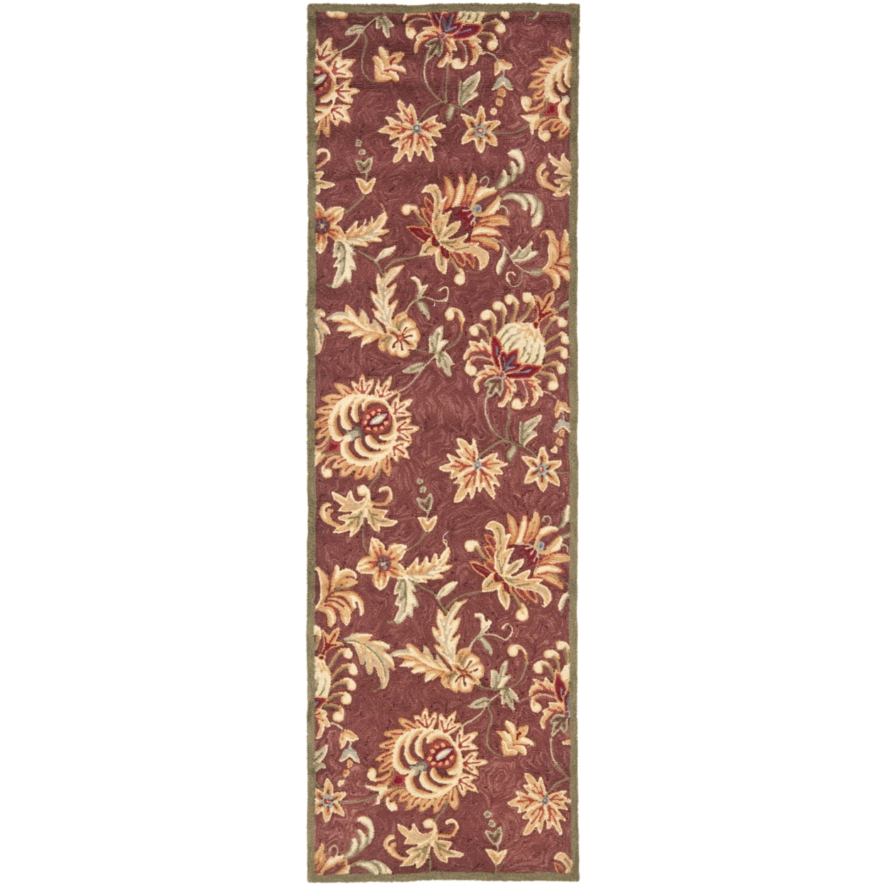 SAFAVIEH Easy Care Thomasina Floral Runner Rug, Maroon/Green, 2'6" x 8