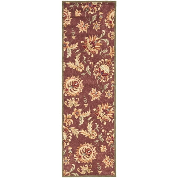 Safavieh Easy Care Thomasina Floral Runner Rug, Maroon/Green, 2'6" x 8'