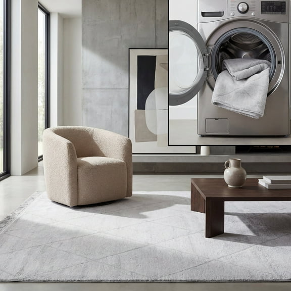 SAFAVIEH Easy Care Travis Diamond Area Rug, Grey, 6' x 9'