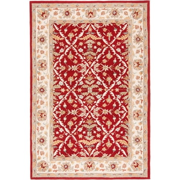 SAFAVIEH Easy Care Yasmin Oriental Area Rug, Red/Ivory, 6' x 9'