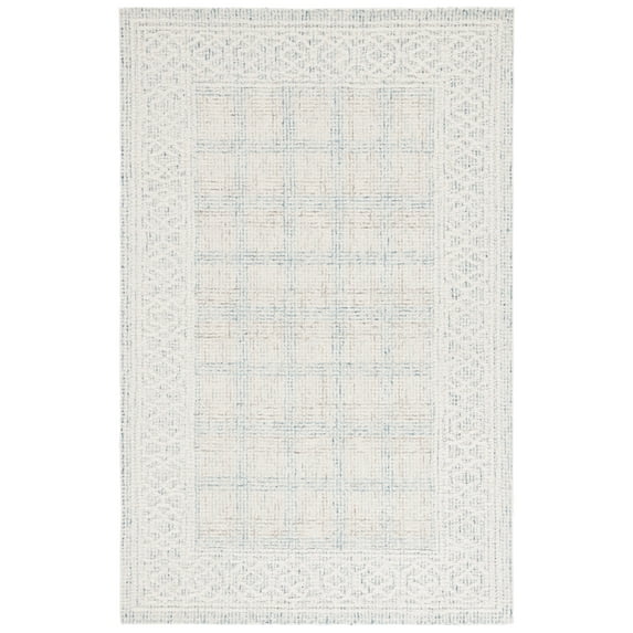 SAFAVIEH Ebony ARABESQUE Bordered Area Rug, Ivory/Blue, 5' x 8'
