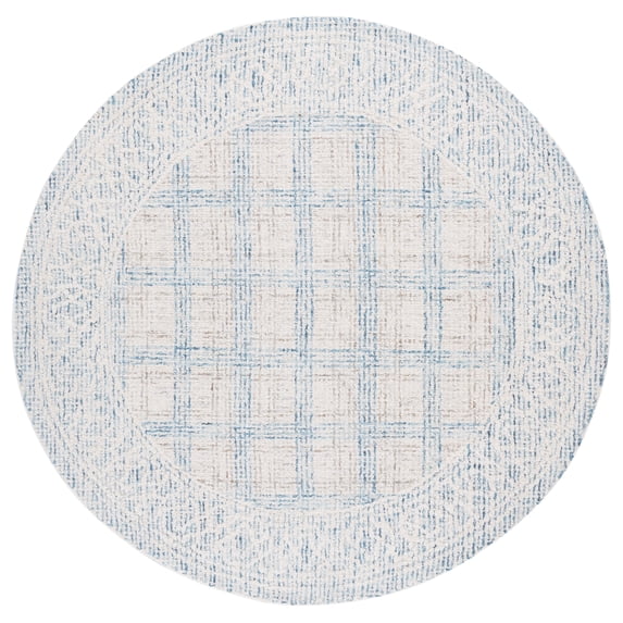 SAFAVIEH Ebony ARABESQUE Bordered Area Rug, Ivory/Blue, 6' x 6' Round