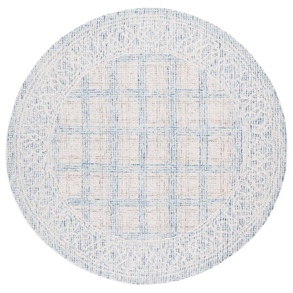 SAFAVIEH Ebony ARABESQUE Bordered Area Rug, Ivory/Blue, 6' x 6' Round