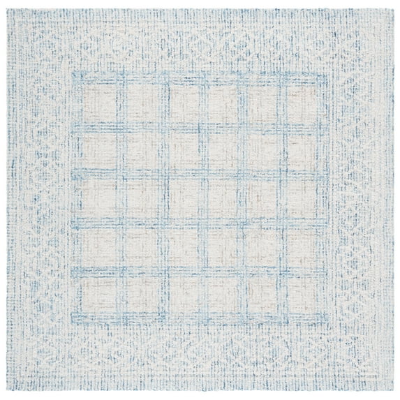SAFAVIEH Ebony ARABESQUE Bordered Area Rug, Ivory/Blue, 6' x 6' Square