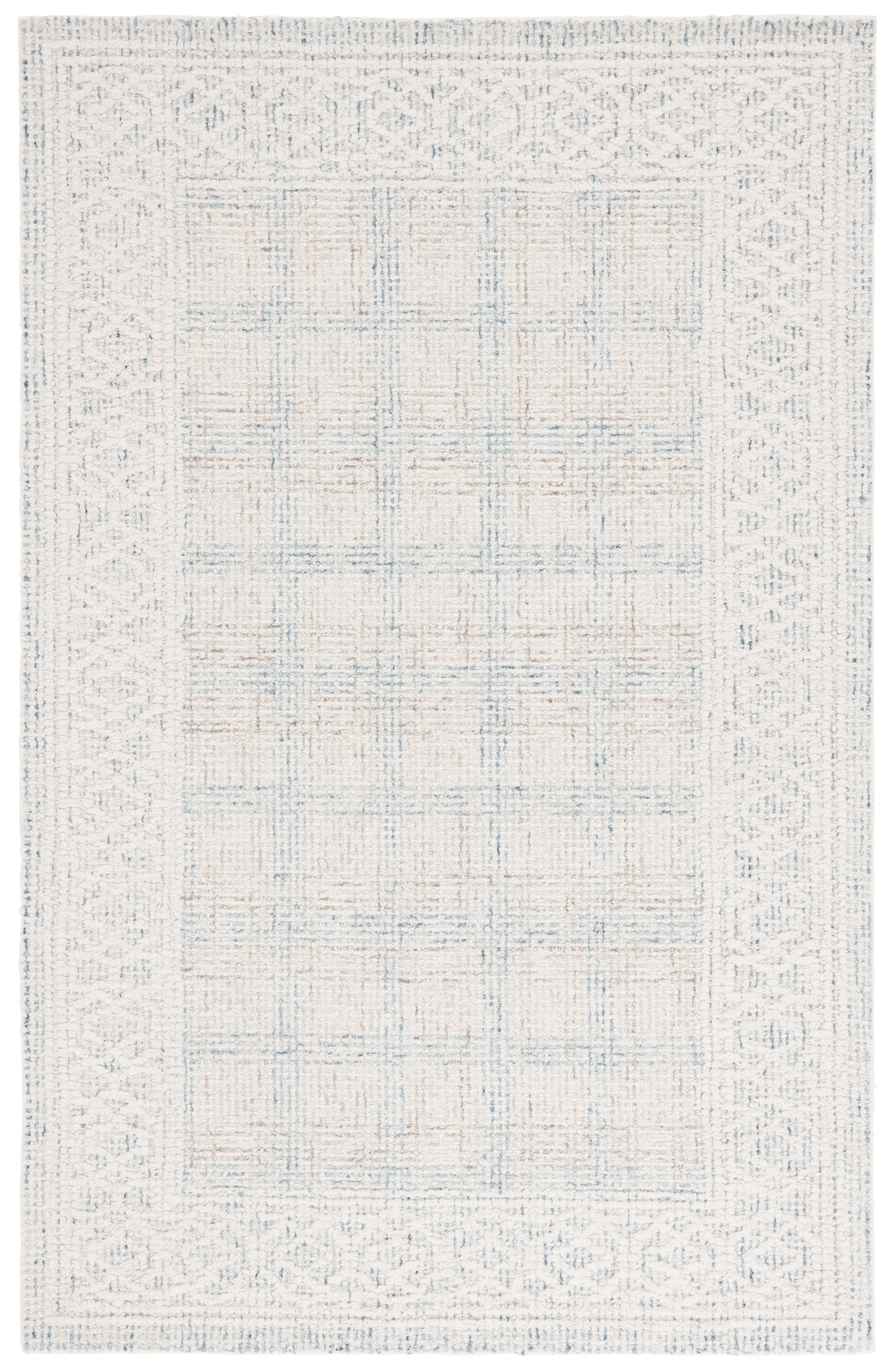 SAFAVIEH Ebony ARABESQUE Bordered Area Rug, Ivory/Blue, 6' x 9'