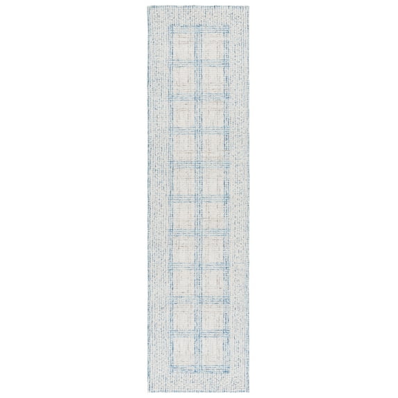 SAFAVIEH Ebony ARABESQUE Bordered Runner Rug, Ivory/Blue, 2'3" x 9'