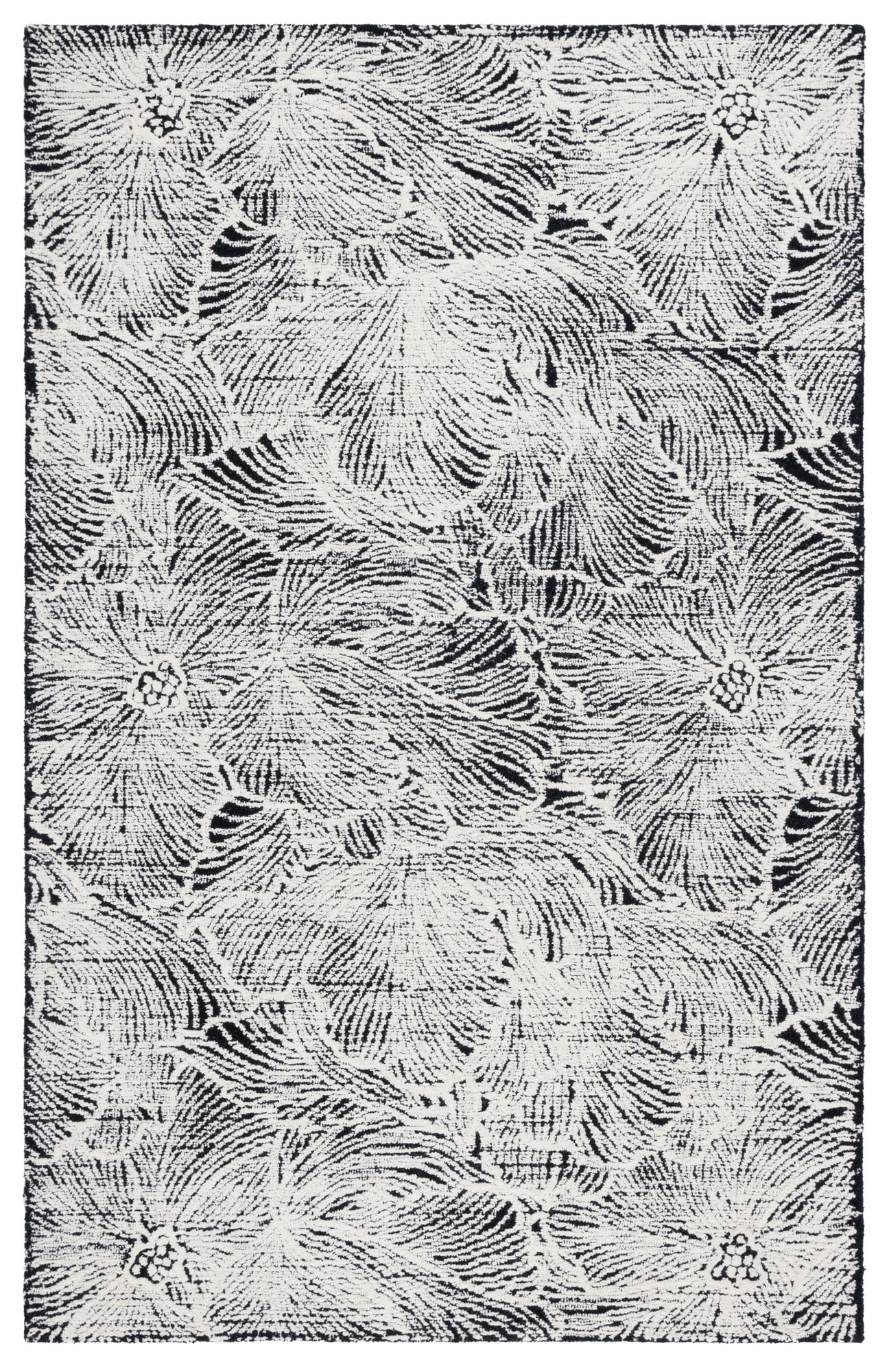 Ebony Black and Ivory Hand Tufted Wool Area Rug