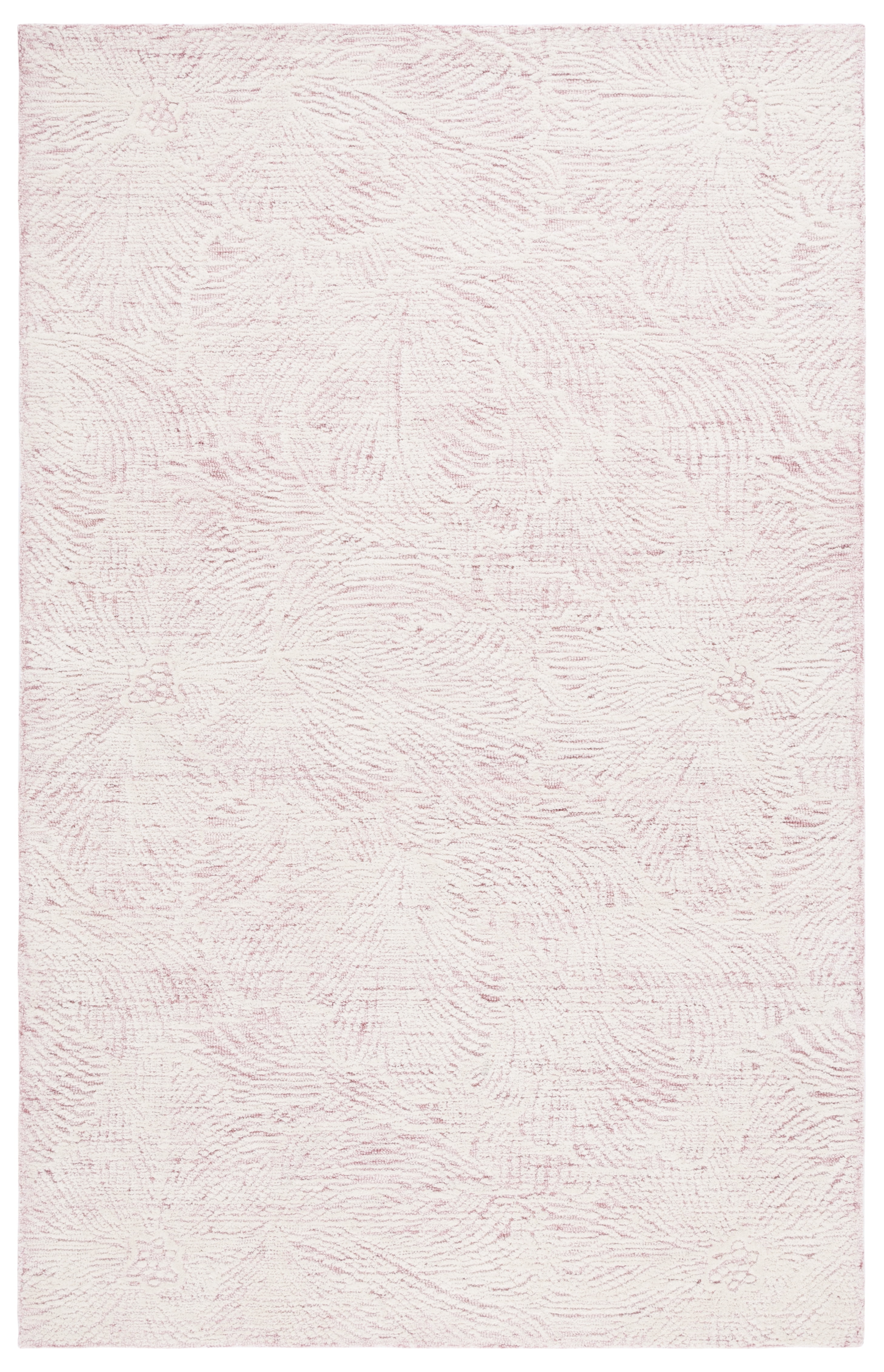 Handmade Pink and Ivory Wool Tufted Rectangular Area Rug