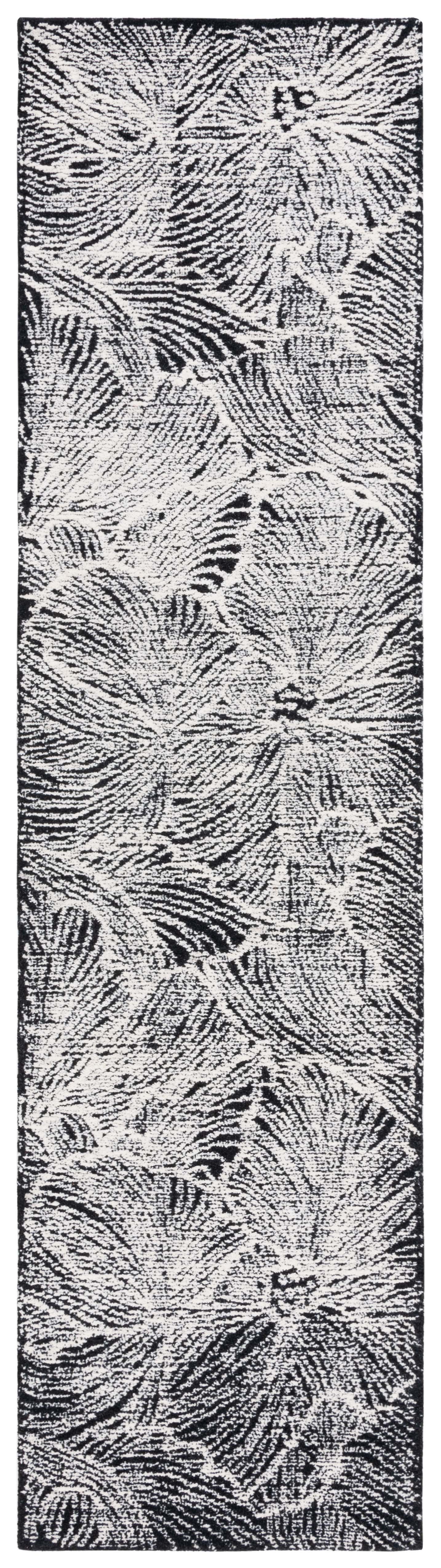 SAFAVIEH Ebony Aaliyah Floral Runner Rug, Black/Ivory, 2'3" x 9'