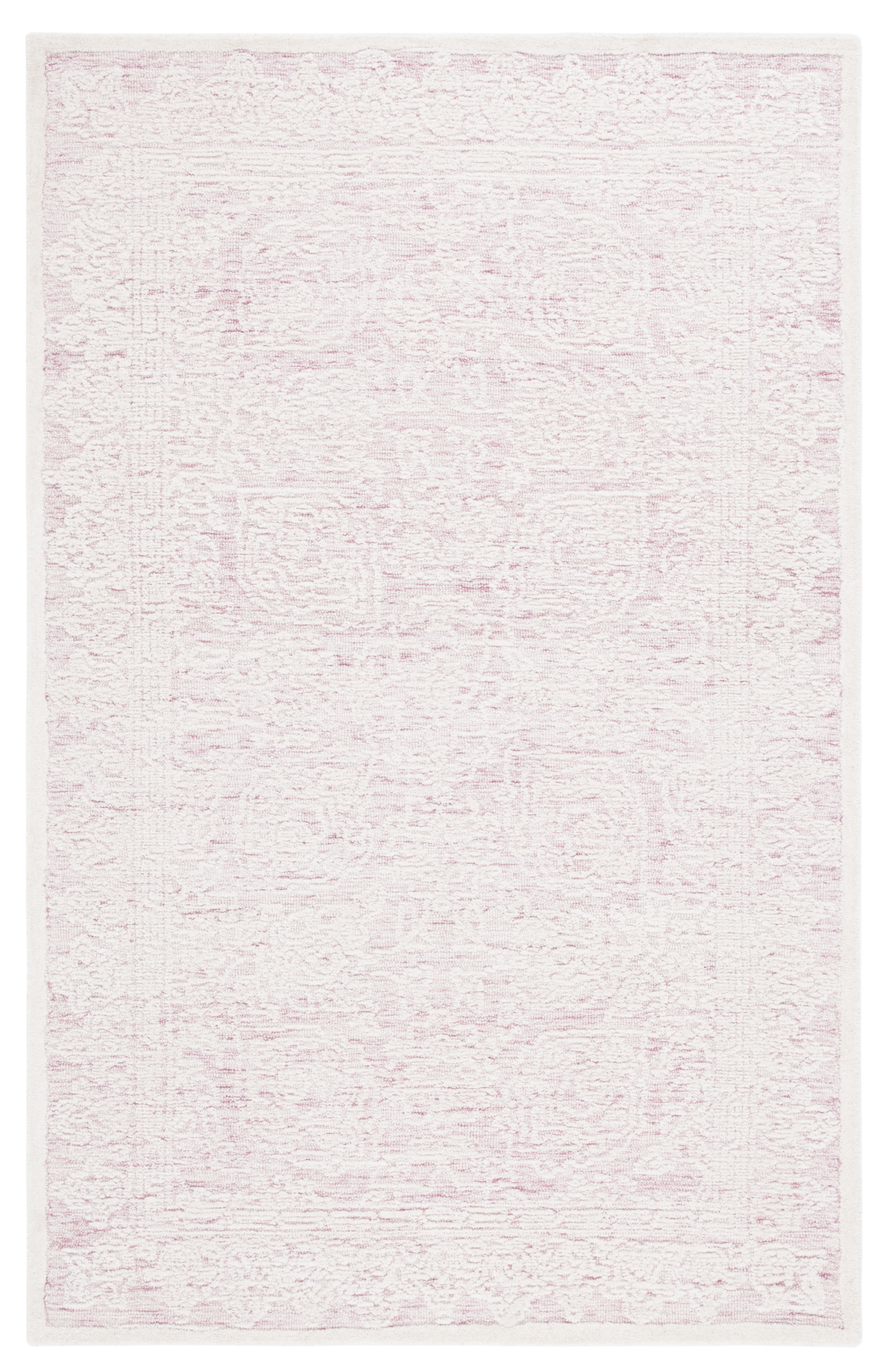 Handmade Pink and Ivory Wool Tufted 6' x 9' Area Rug