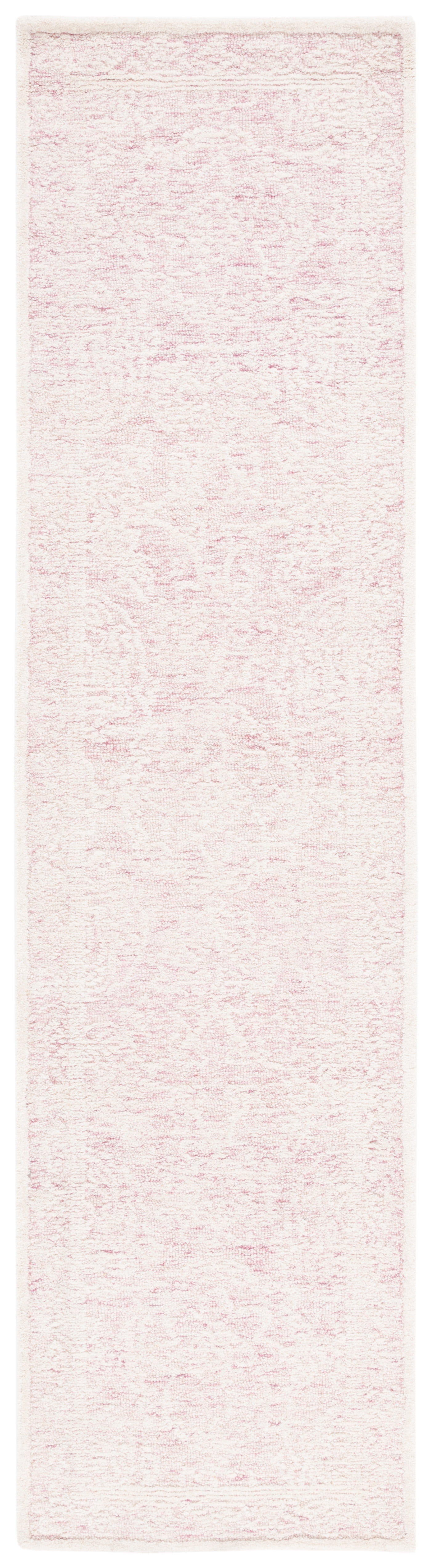 Handmade Pink and Ivory Wool Runner Rug, 2'3" x 9'