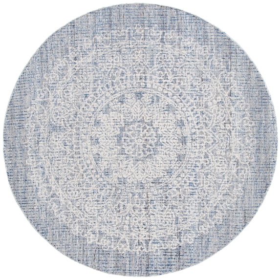 SAFAVIEH Ebony Abby Oriental Area Rug, Blue/Ivory, 6' x 6' Round