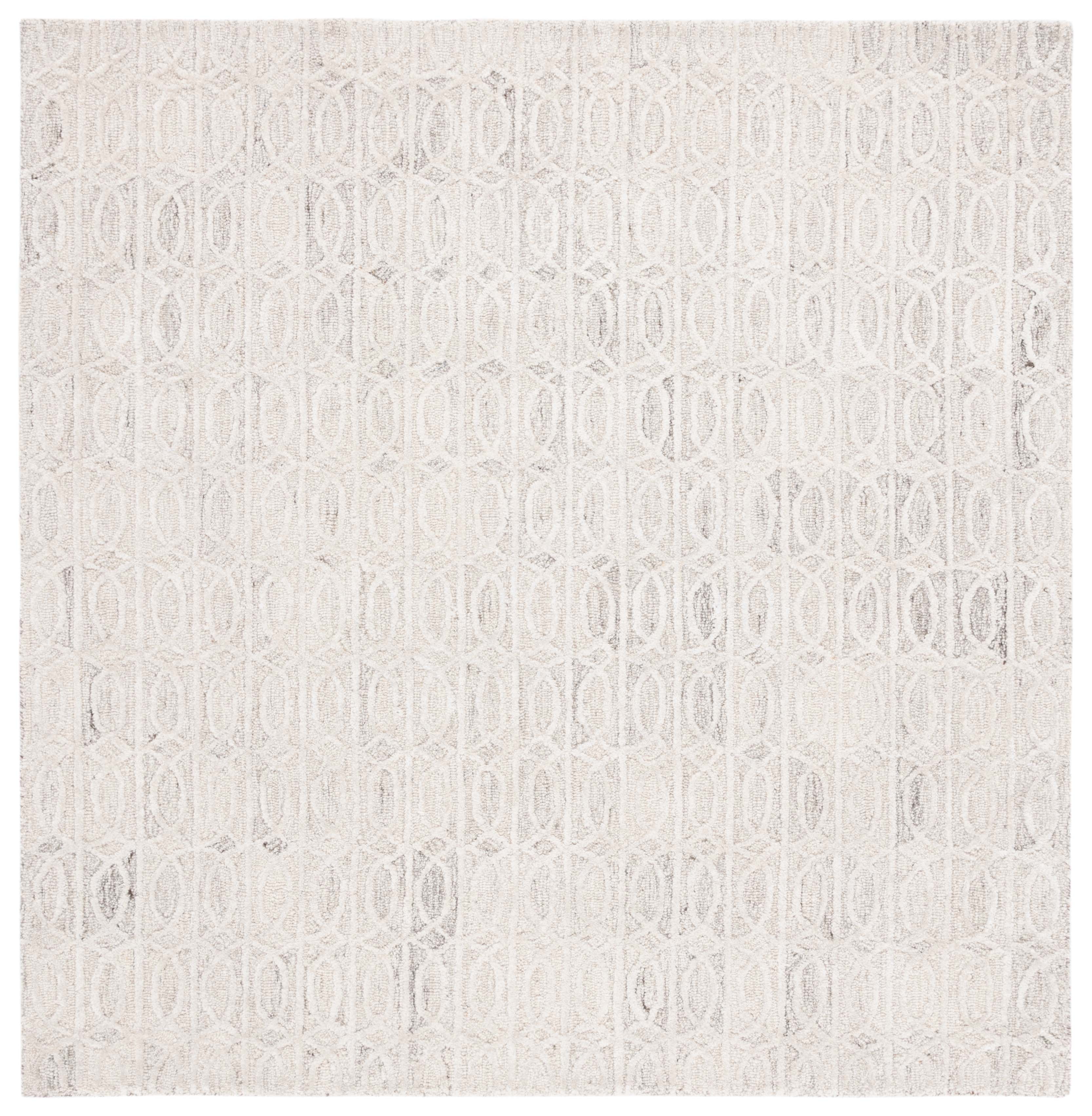 Beige Ivory Tufted Wool Viscose Square Area Rug 6' x 6'