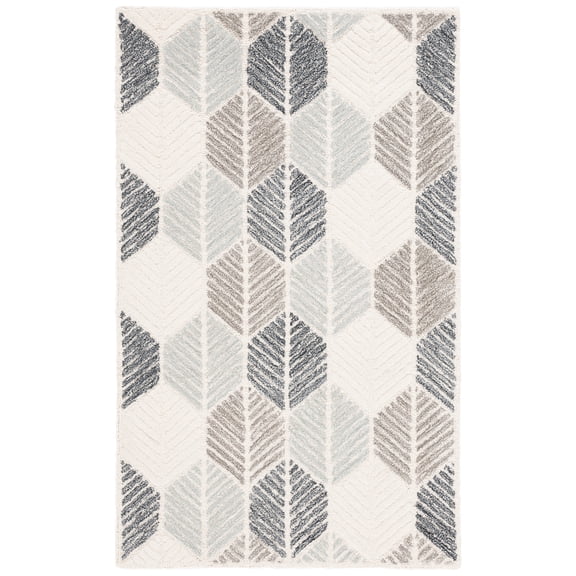 SAFAVIEH Ebony Abigail Geometric Area Rug, Grey/Ivory, 3' x 5'