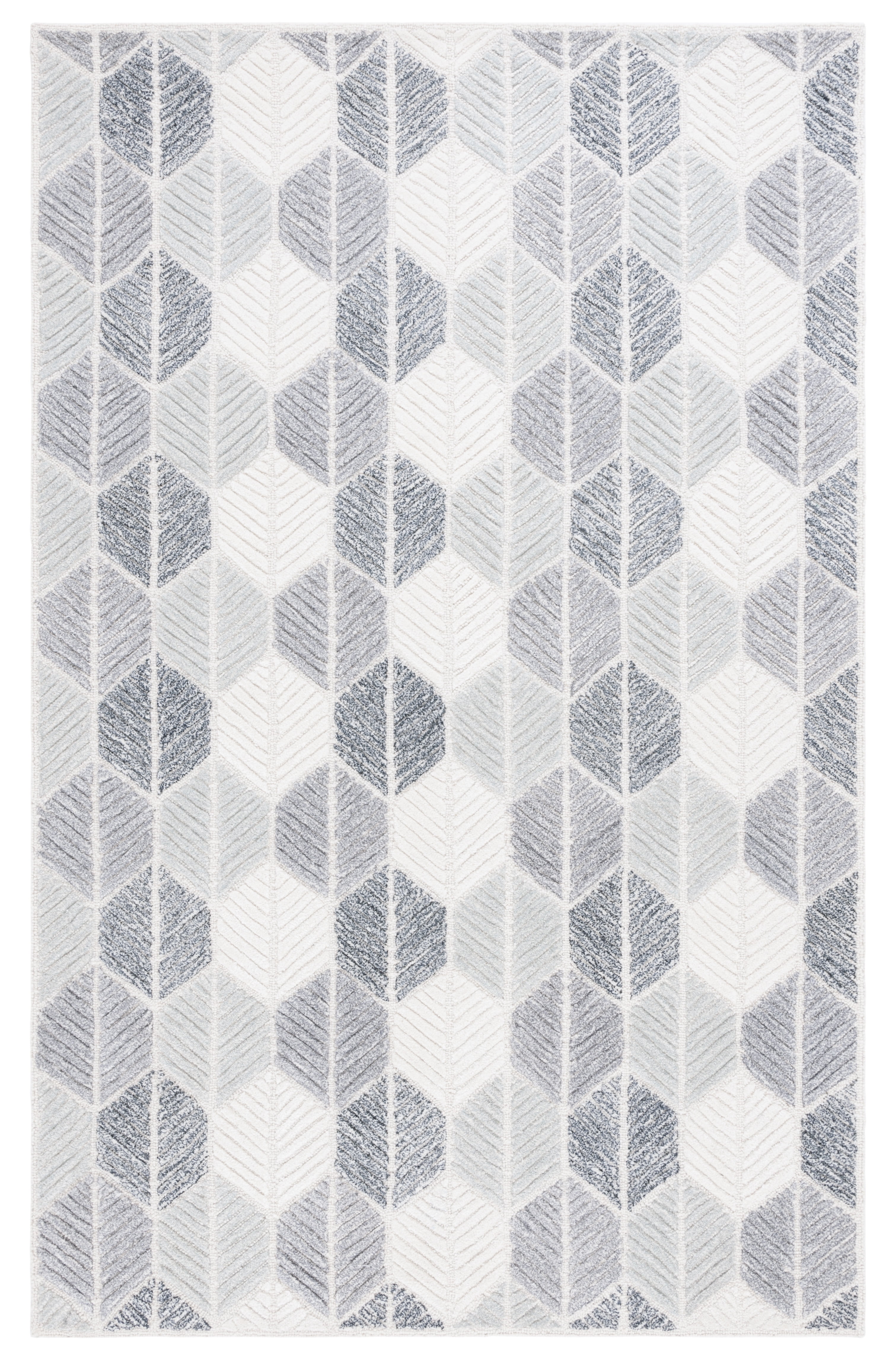 SAFAVIEH Ebony Abigail Geometric Area Rug, Grey/Ivory, 4' x 6'