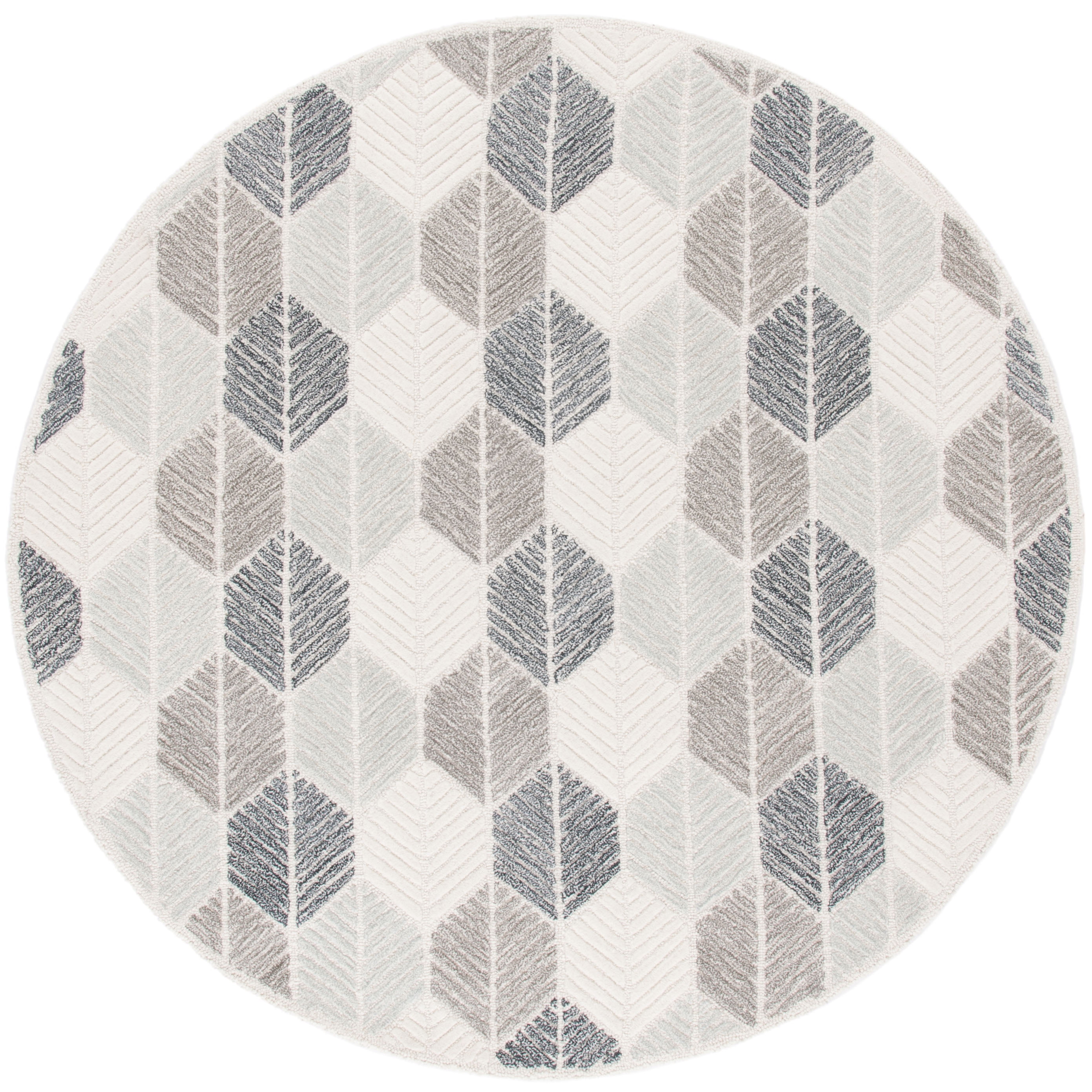 SAFAVIEH Ebony Abigail Geometric Area Rug, Grey/Ivory, 6' x 6' Round