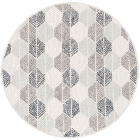 SAFAVIEH Ebony Abigail Geometric Area Rug, Grey/Ivory, 6' x 6' Round