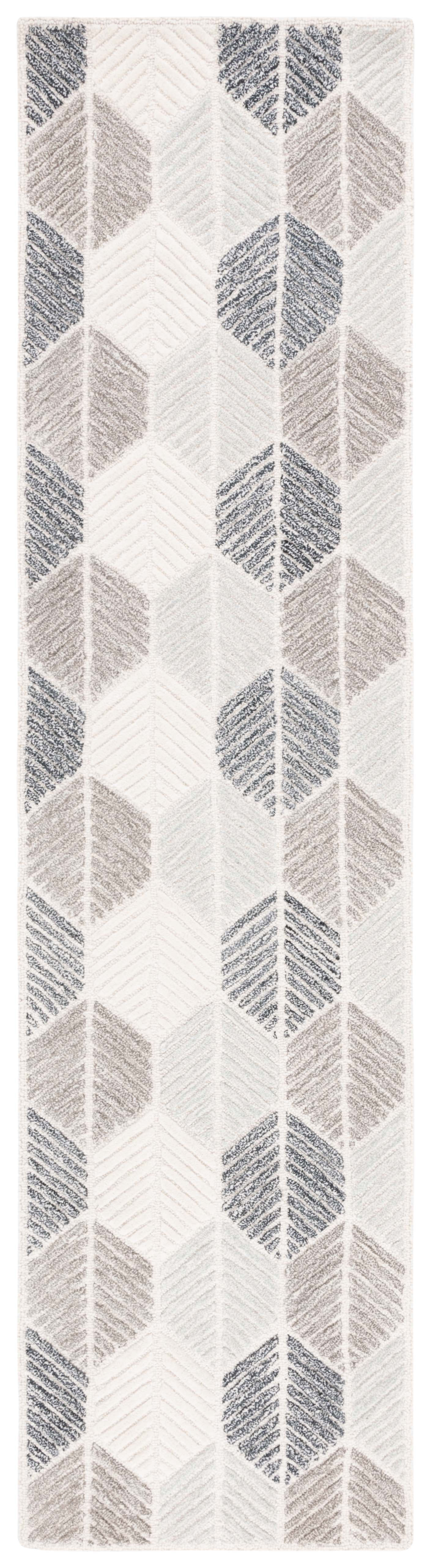 SAFAVIEH Ebony Abigail Geometric Runner Rug, Grey/Ivory, 2'3" x 9'