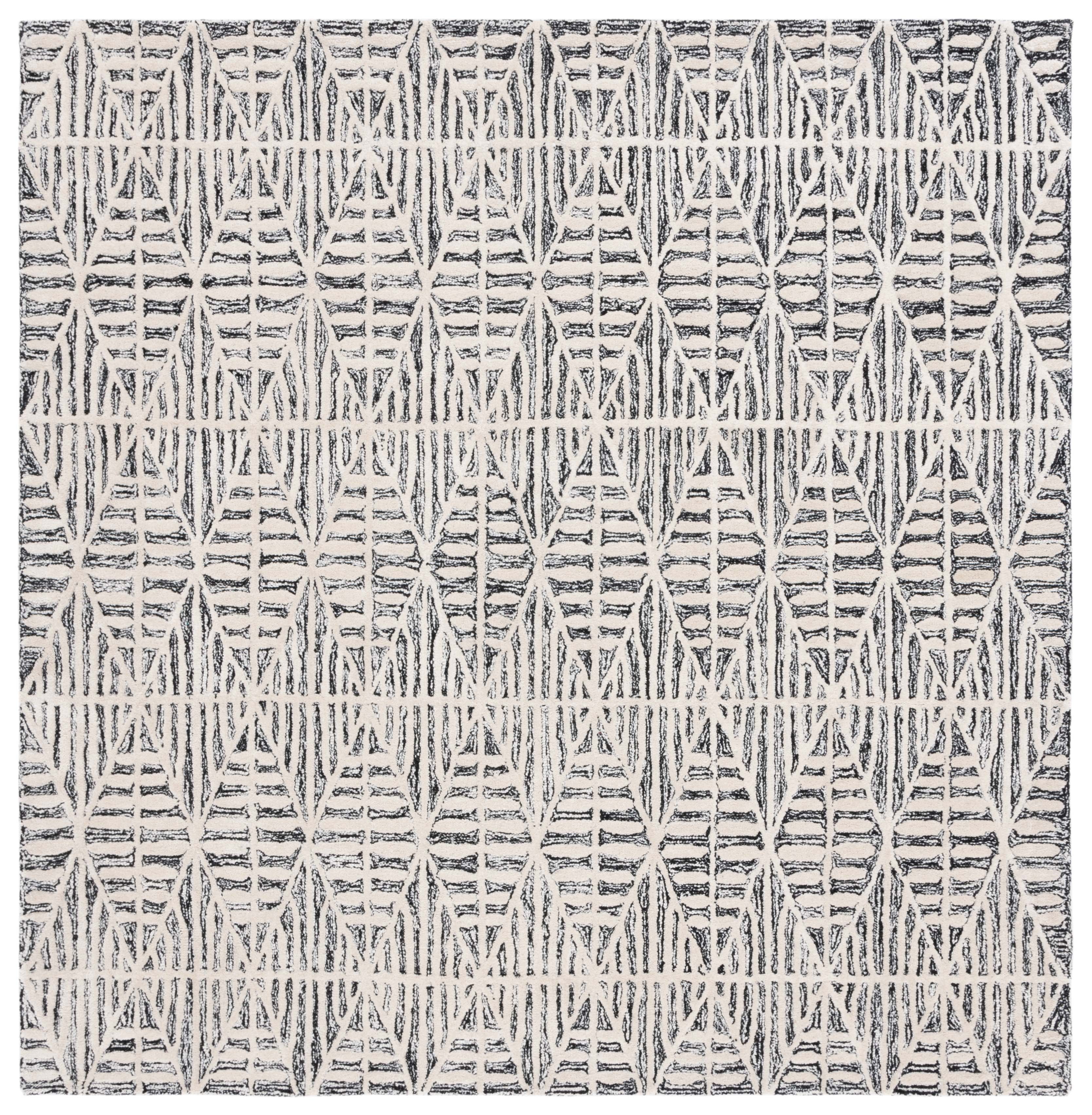 SAFAVIEH Ebony Abraham Diamond Area Rug, Black/Ivory, 6' x 6' Square