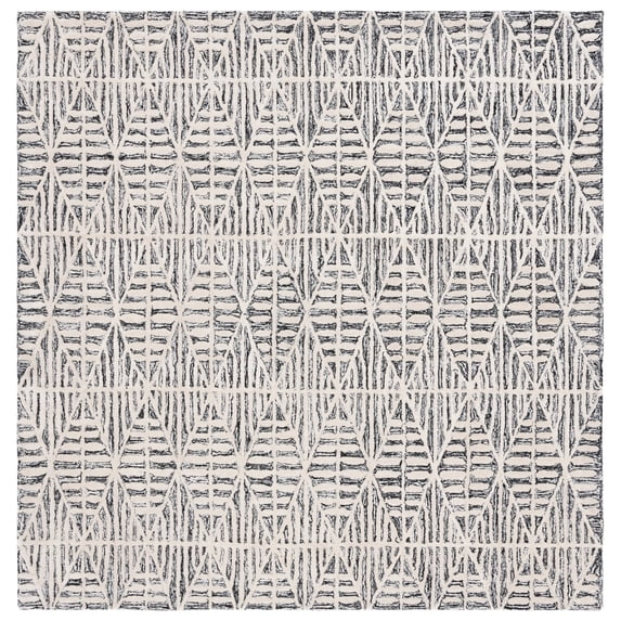 SAFAVIEH Ebony Abraham Diamond Area Rug, Black/Ivory, 6' x 6' Square