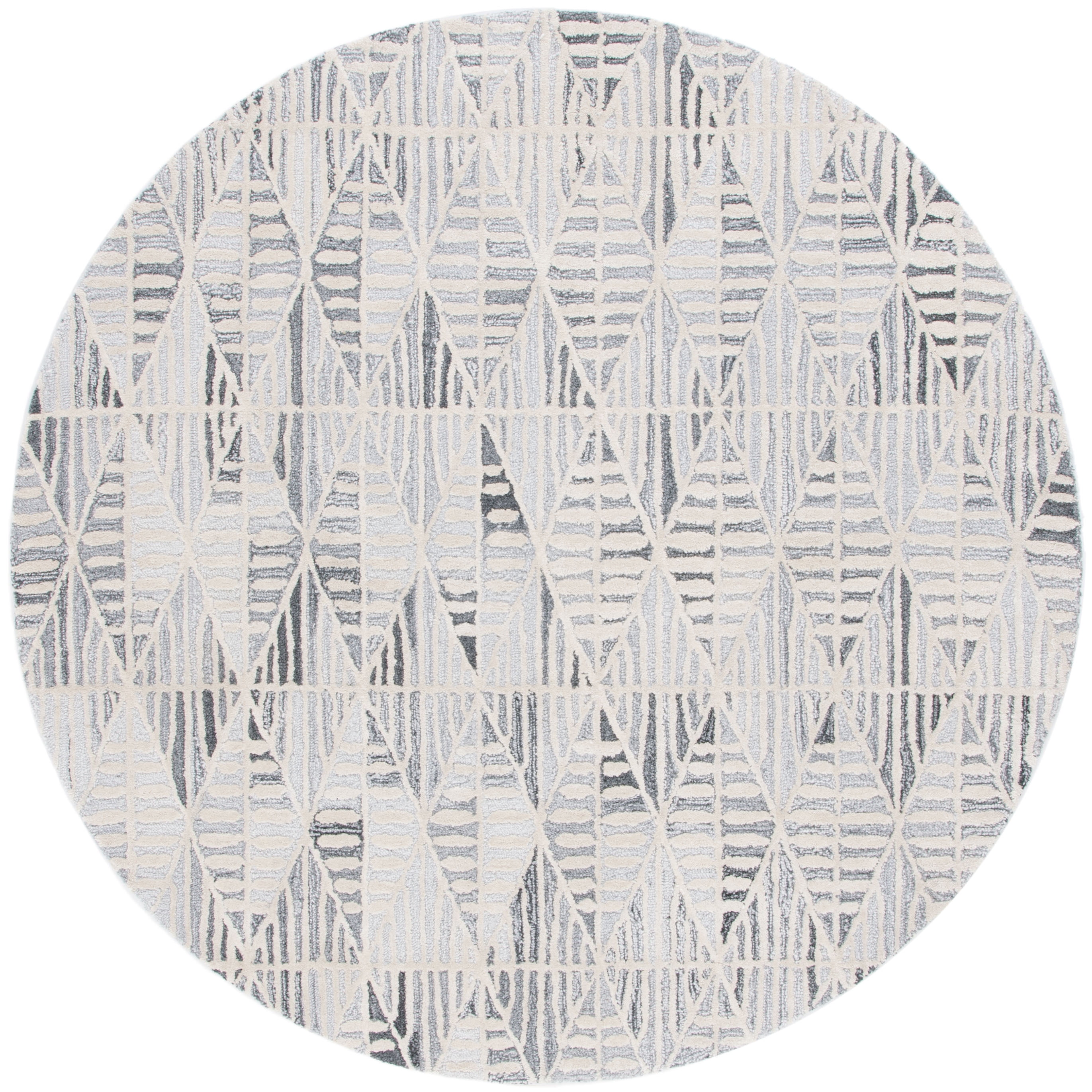 SAFAVIEH Ebony Abraham Diamond Area Rug, Grey/Ivory, 6' x 6' Round