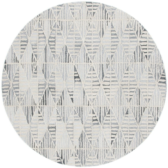 SAFAVIEH Ebony Abraham Diamond Area Rug, Grey/Ivory, 6' x 6' Round