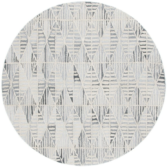SAFAVIEH Ebony Abraham Diamond Area Rug, Grey/Ivory, 6' x 6' Round