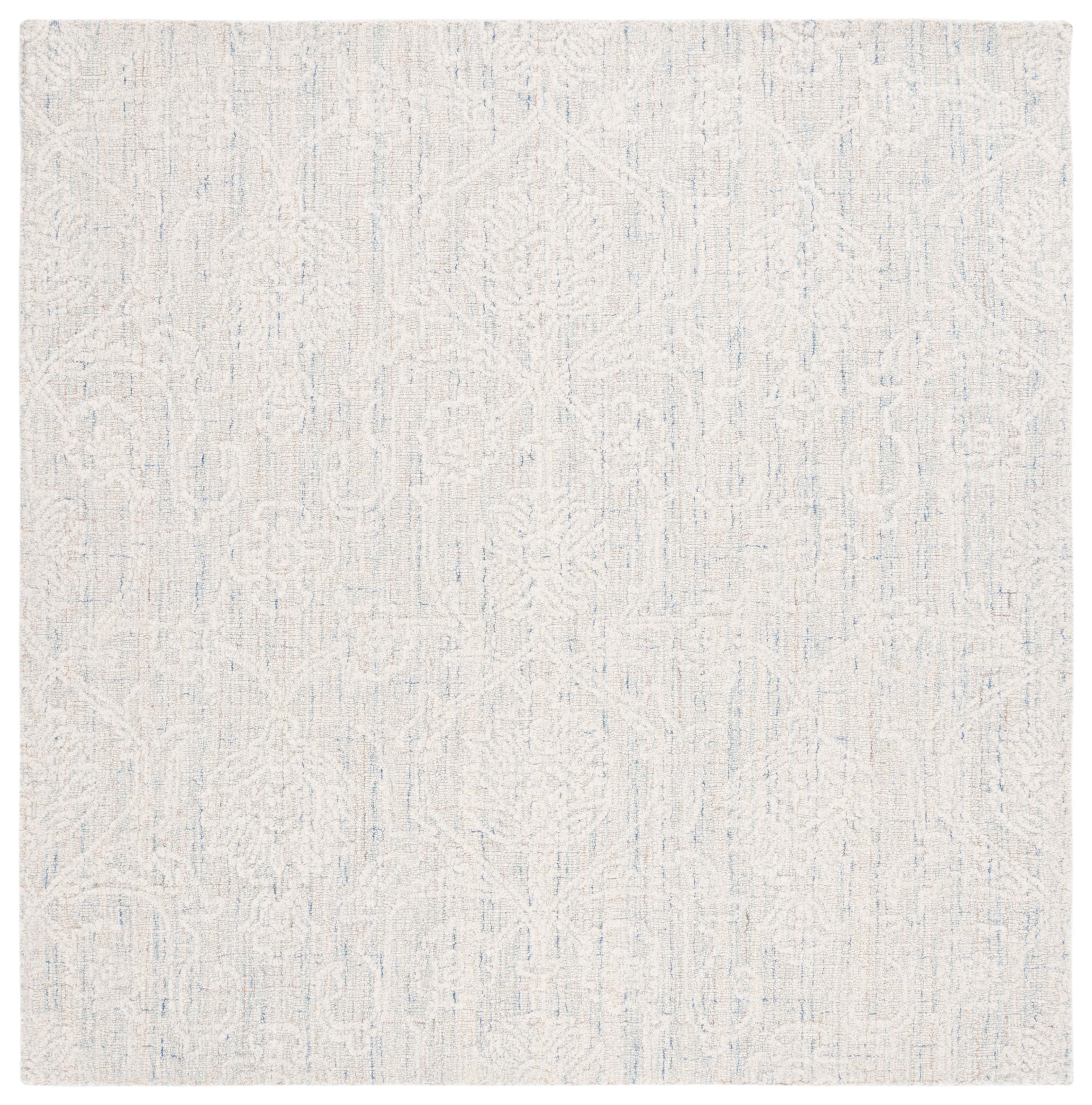 SAFAVIEH Ebony Abram Botanical Area Rug, Teal/Ivory, 6' x 6' Square
