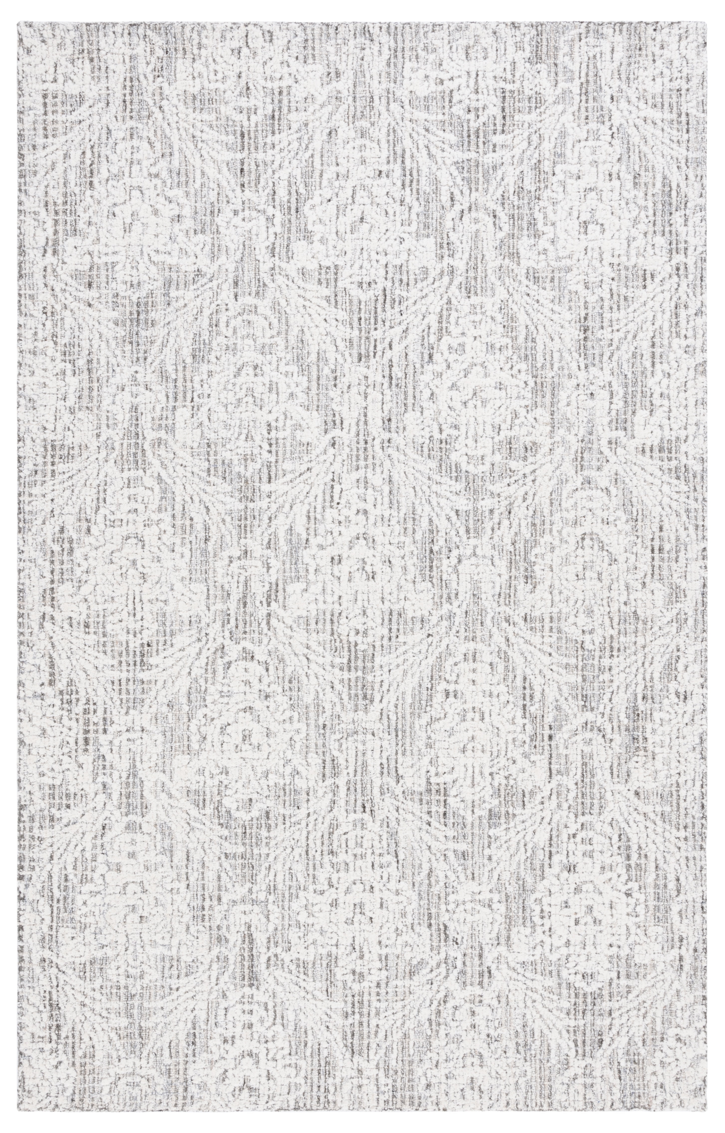 Ivory and Gray Tufted Wool 8' x 10' Area Rug