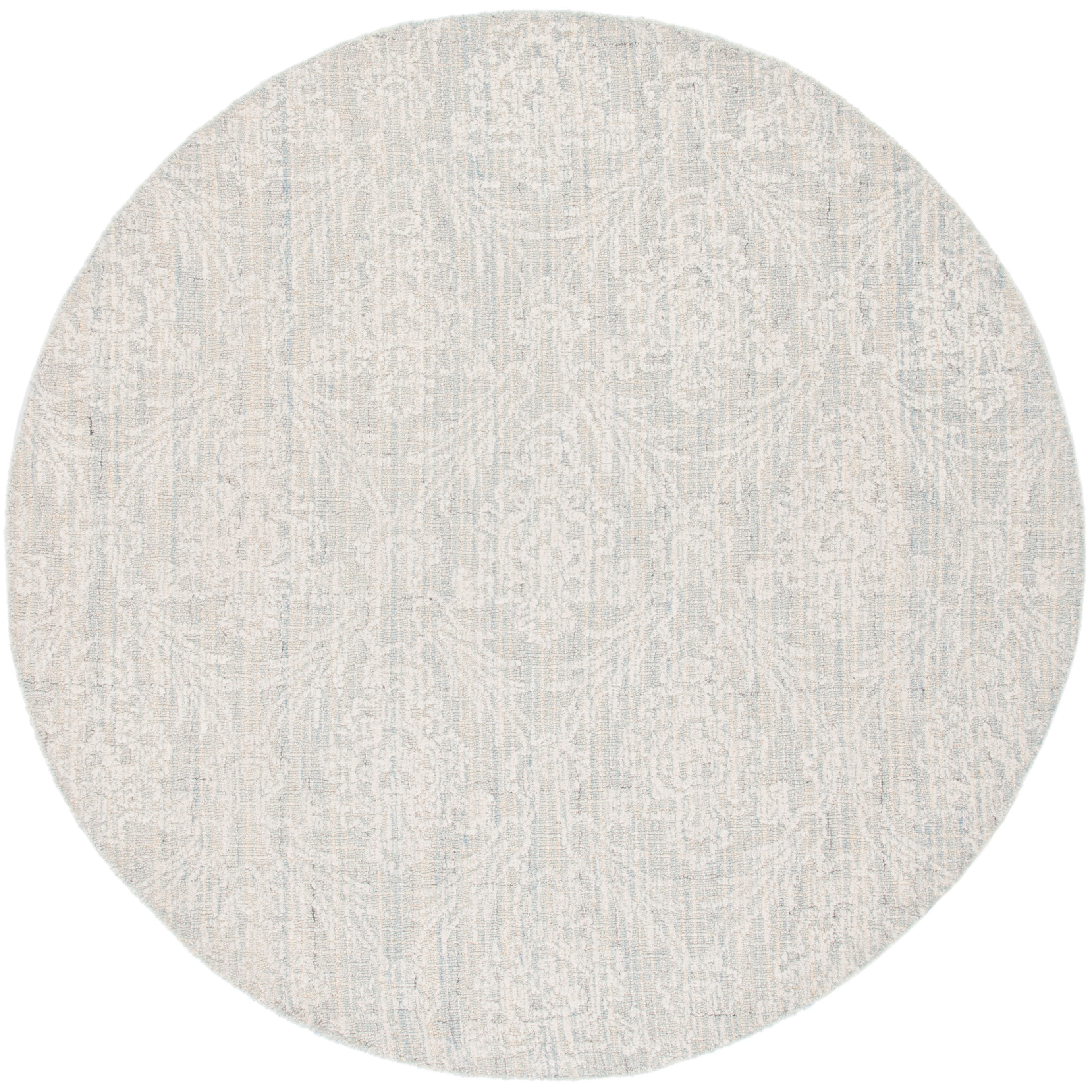SAFAVIEH Ebony Acacia Diamond Area Rug, Light Blue/Ivory, 6' x 6' Round