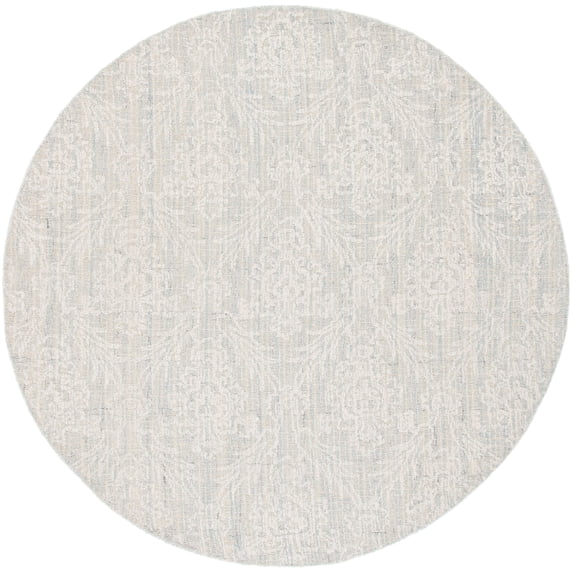 SAFAVIEH Ebony Acacia Diamond Area Rug, Light Blue/Ivory, 6' x 6' Round