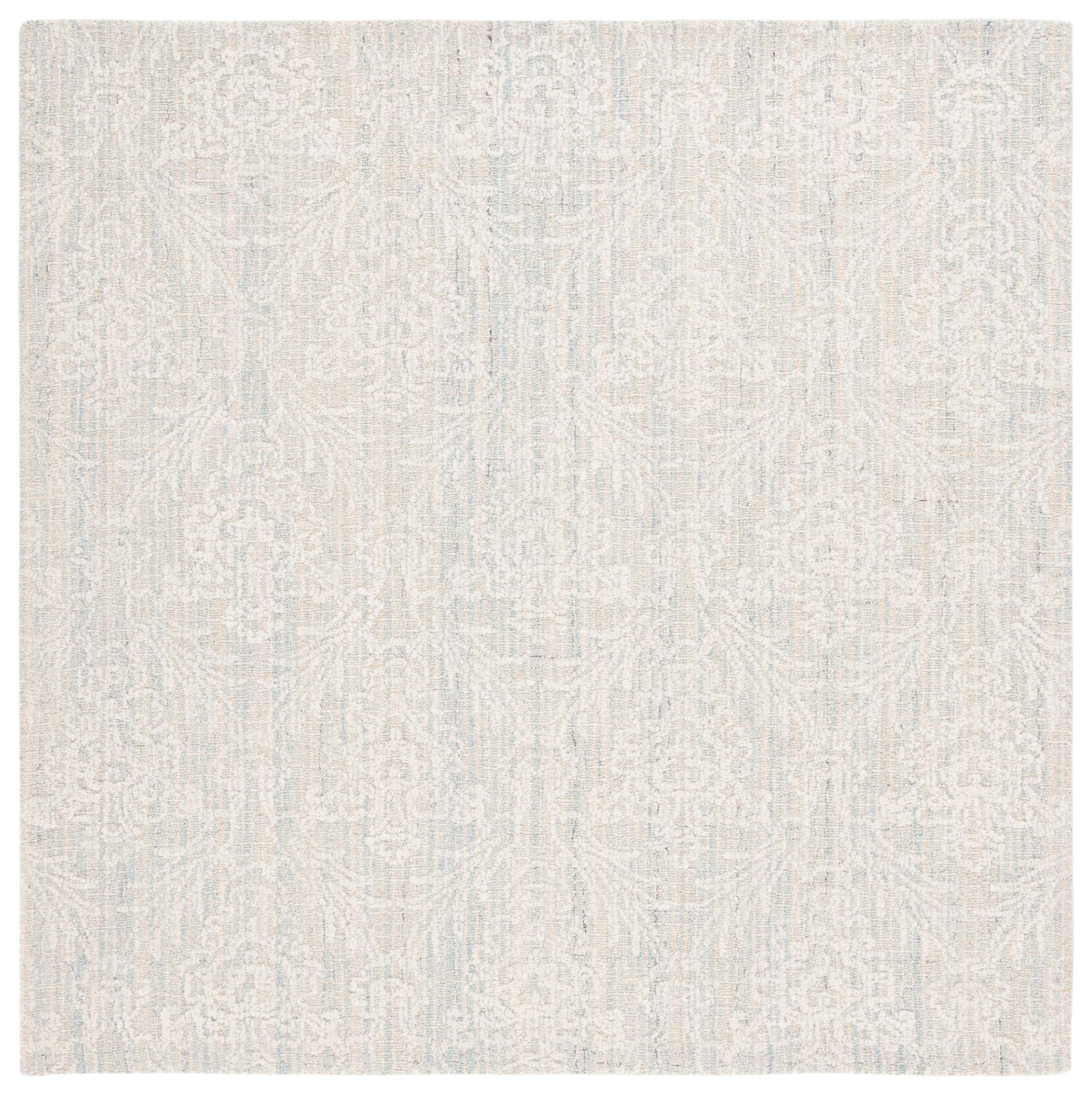 SAFAVIEH Ebony Acacia Diamond Area Rug, Light Blue/Ivory, 6' x 6' Square