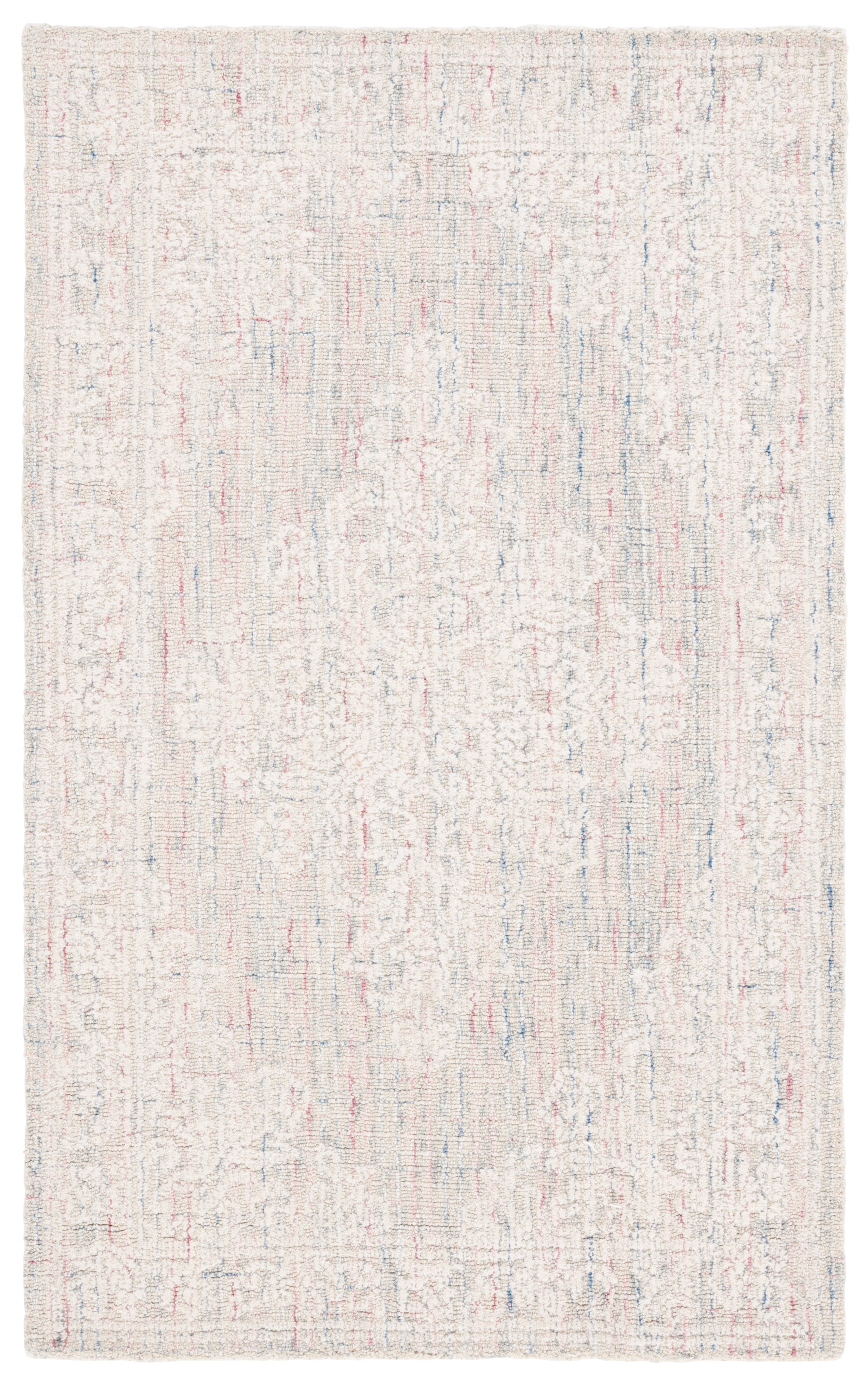 Light Grey Ivory Tufted Wool 3' x 5' Area Rug