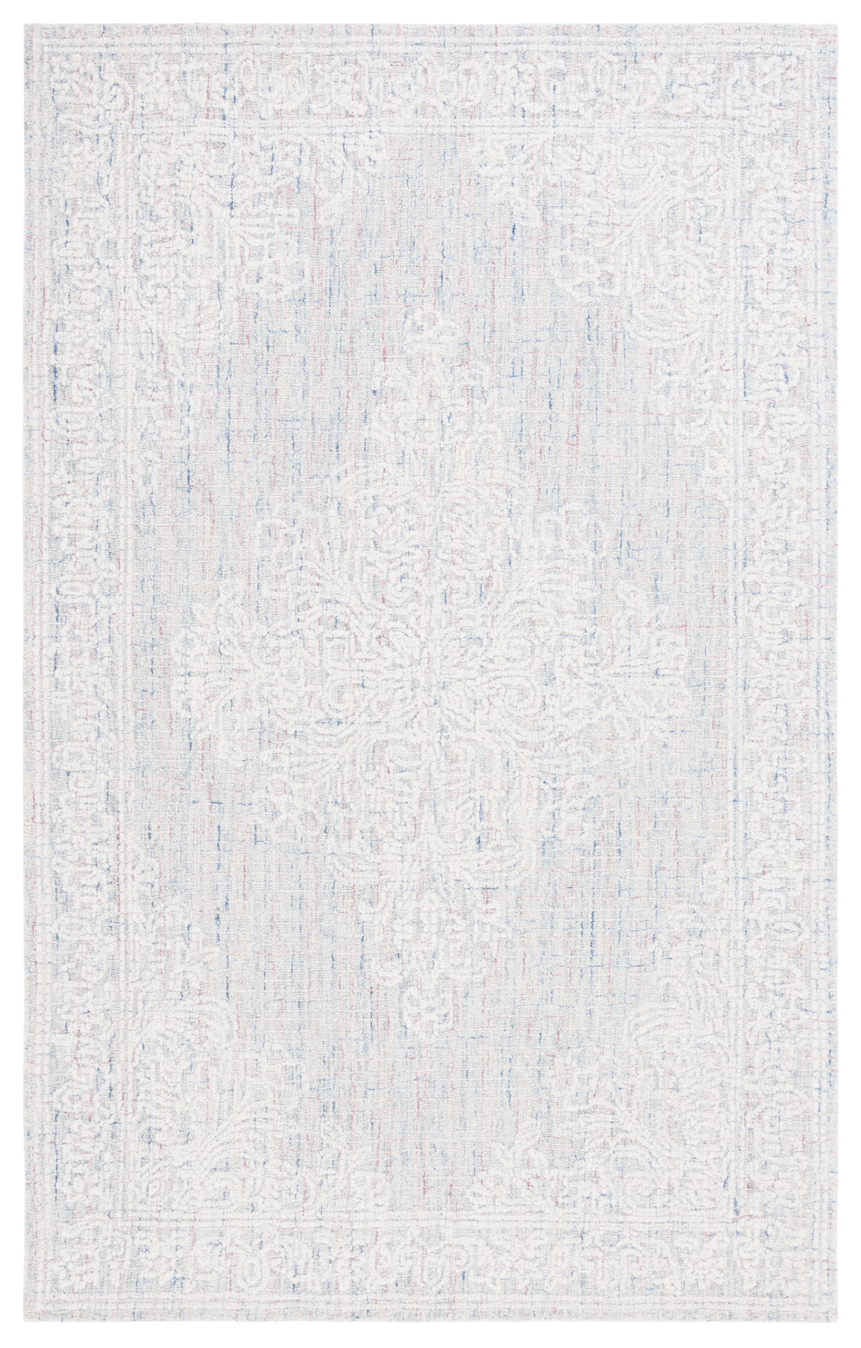 SAFAVIEH Ebony Ace Bordered Area Rug, Light Grey/Ivory, 4' x 6'