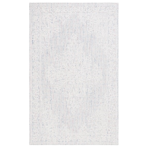 SAFAVIEH Ebony Ace Bordered Area Rug, Light Grey/Ivory, 4' x 6'
