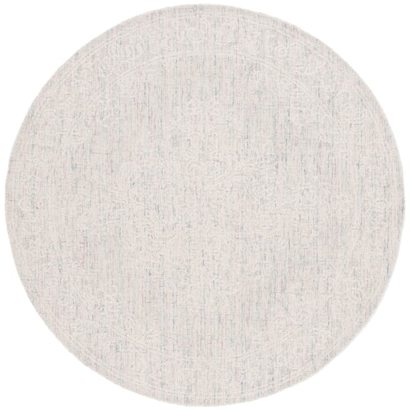 SAFAVIEH Ebony Ace Bordered Area Rug, Light Grey/Ivory, 6' x 6' Round