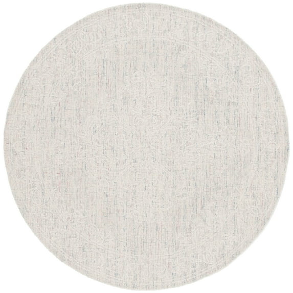 SAFAVIEH Ebony Ace Bordered Area Rug, Light Grey/Ivory, 6' x 6' Round