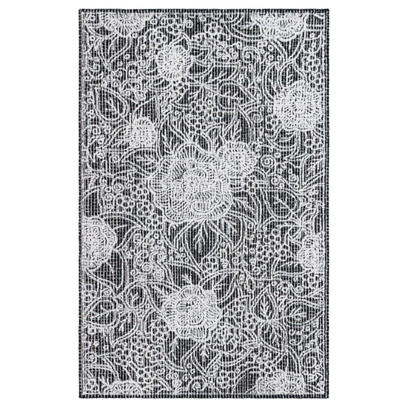 SAFAVIEH Ebony Adair Floral Area Rug, Black/Ivory, 4' x 6'