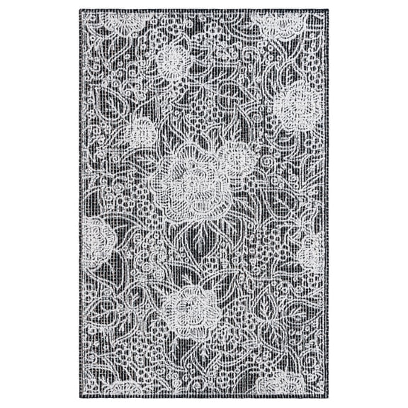 SAFAVIEH Ebony Adair Floral Area Rug, Black/Ivory, 5' x 8'