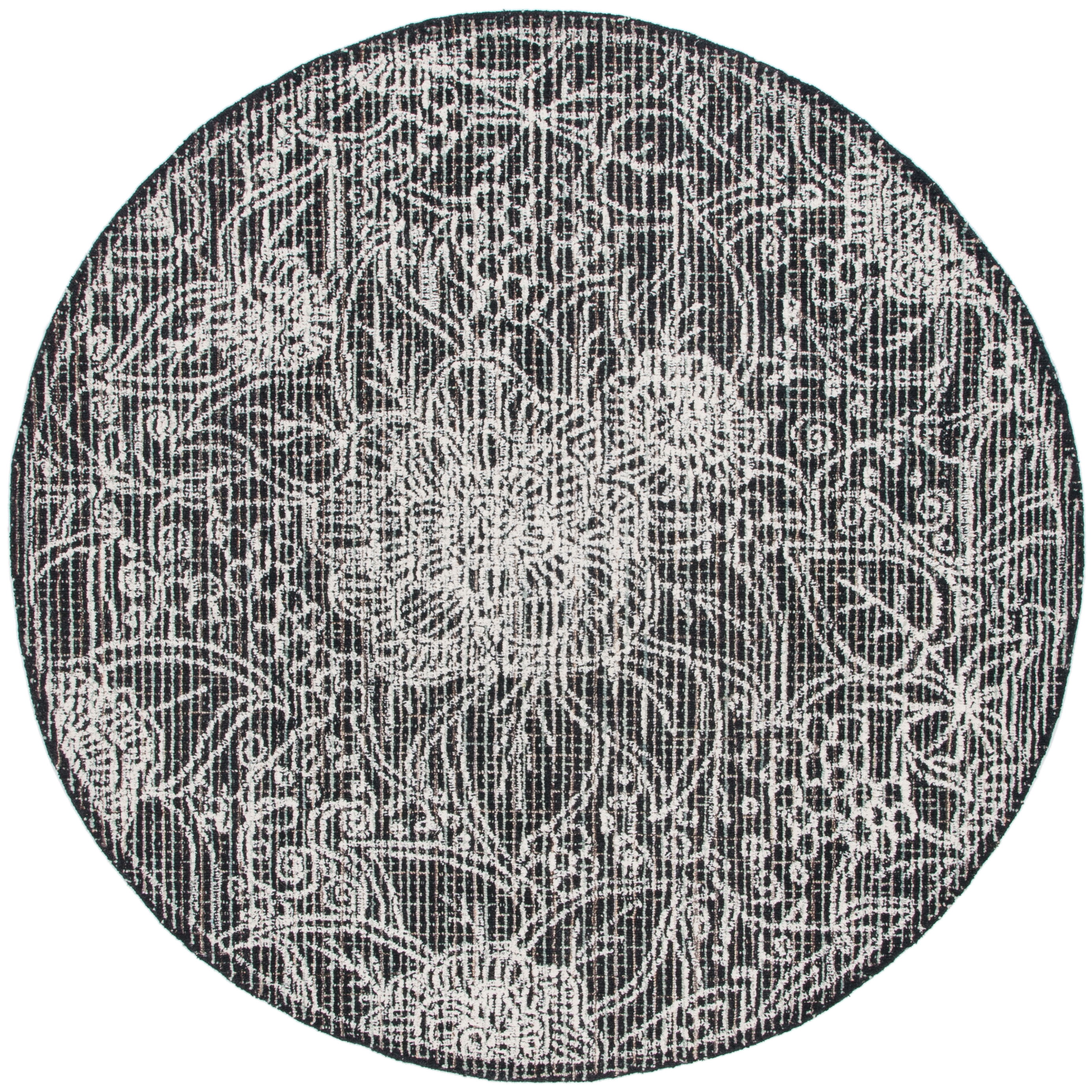 SAFAVIEH Ebony Adair Floral Area Rug, Black/Ivory, 6' x 6' Round
