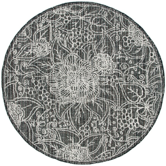 SAFAVIEH Ebony Adair Floral Area Rug, Black/Ivory, 6' x 6' Round