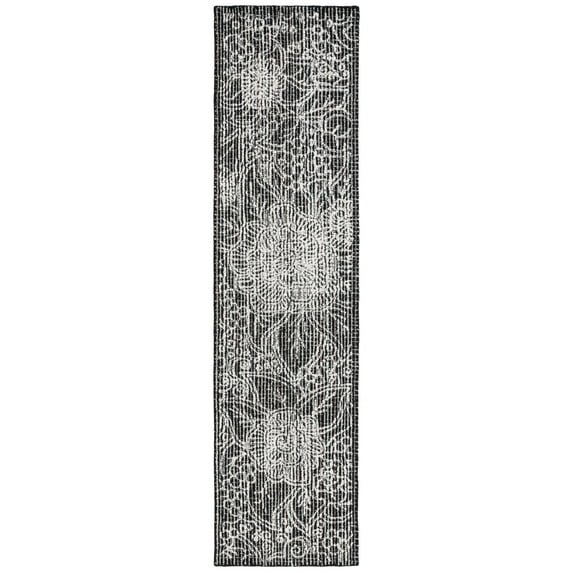 SAFAVIEH Ebony Adair Floral Runner Rug, Black/Ivory, 2'3" x 9'