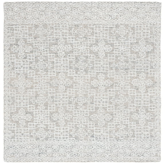 SAFAVIEH Ebony Adam Floral Area Rug, Grey/Ivory, 6' x 6' Square