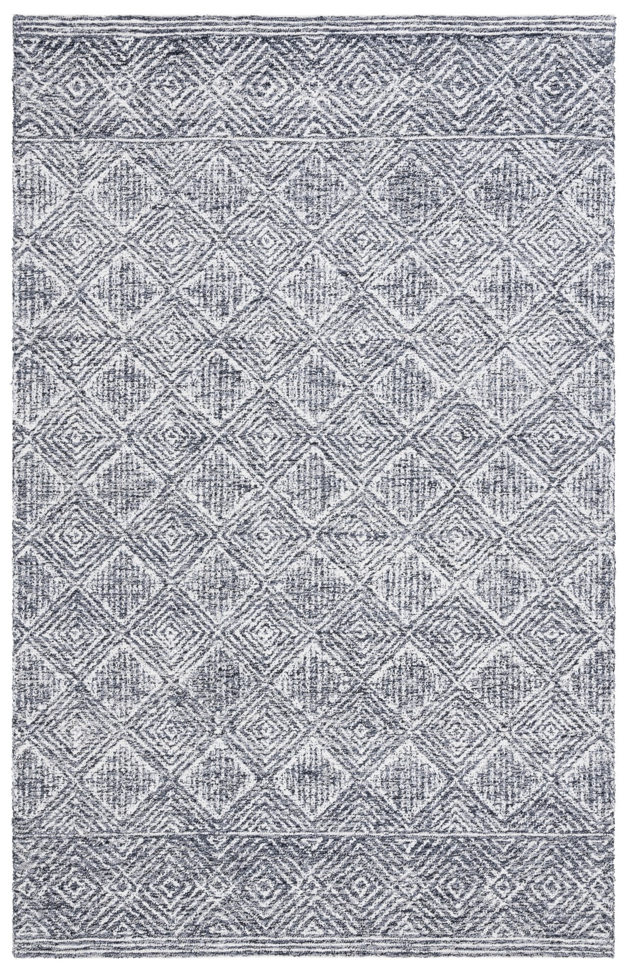 Charcoal and Ivory Hand Tufted Wool 4' x 6' Area Rug