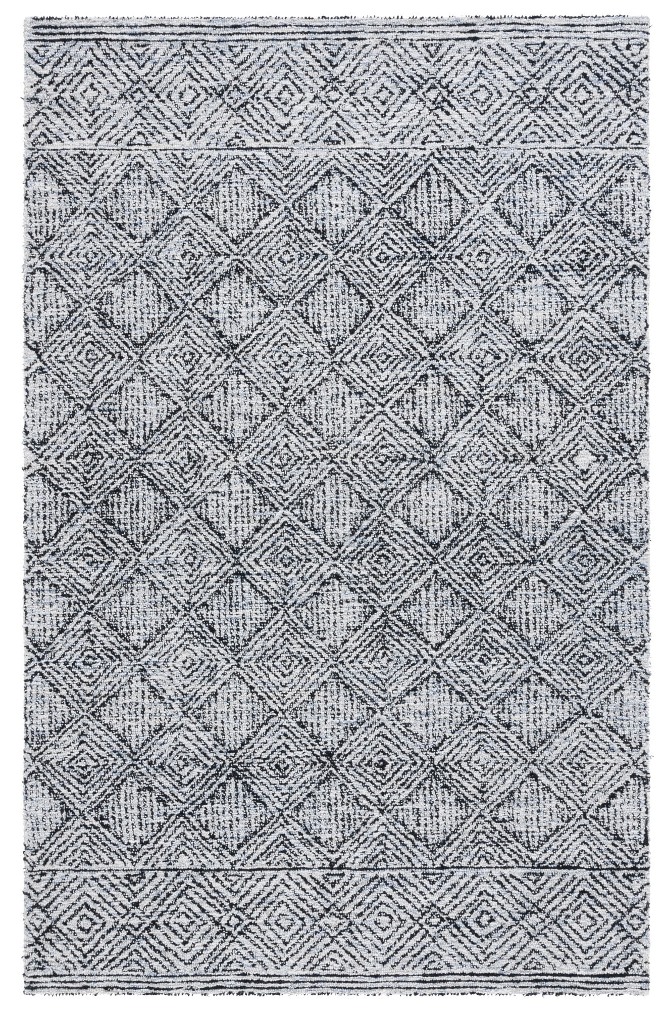 Ebony Silver and Black Hand Tufted Wool Area Rug 4' x 6'