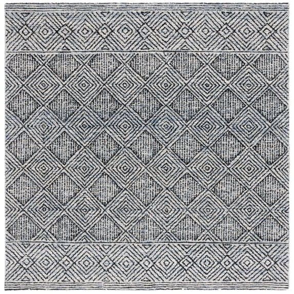 SAFAVIEH Ebony Addie Floral Area Rug, Silver/Black, 6' x 6' Square