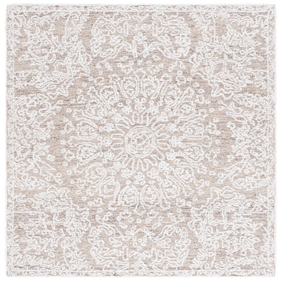 SAFAVIEH Ebony Adolf Floral Area Rug, Ivory/Brown, 6' x 6' Square